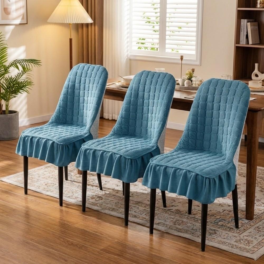 Solid Color Ruffle Skirt Chair Slipcovers Thickened Stretch Chair Covers Hotel