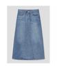 8SECONDS Linen Blended Denim Maxi Skirt Sky Blue
