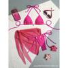 Women's Three Piece Bikini Swimsuit Set with Mesh Cover up CLE