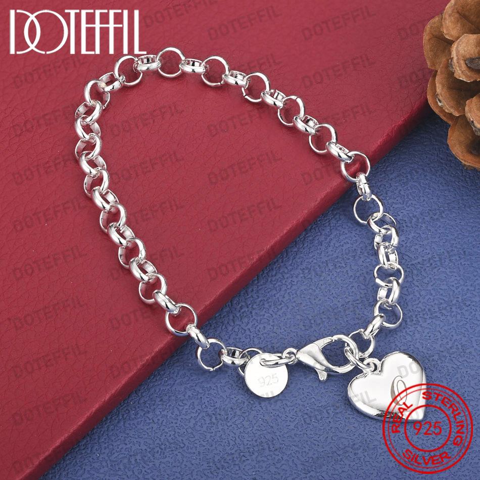 Xiaomi Exquisite 925 Sterling Silver Heart-Shaped 26-Letter Chain Bracelet for Women, Fashionable Wedding Gift, Party Jewelry