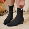 Sexy Pointed Toe Thick High Heel Sock Boots Women  Winter Colorful Elastic Knitted Designer Ankle Boots Woman Short Booties