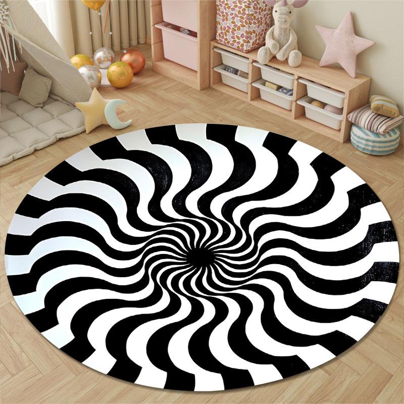 Cozy Round Gothic Multicolor Accent Rug, Non-Slip Floor Mat for Dining Room