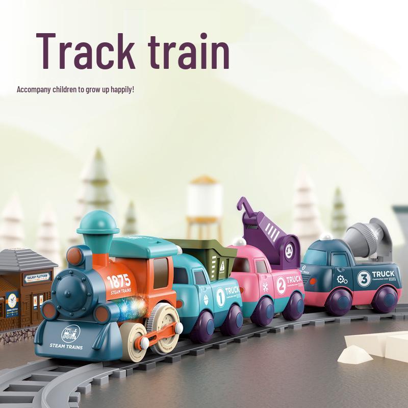 

DIY Cross-Border Electric Train: Children s Cartoon Engineering Toy with Music & Lights