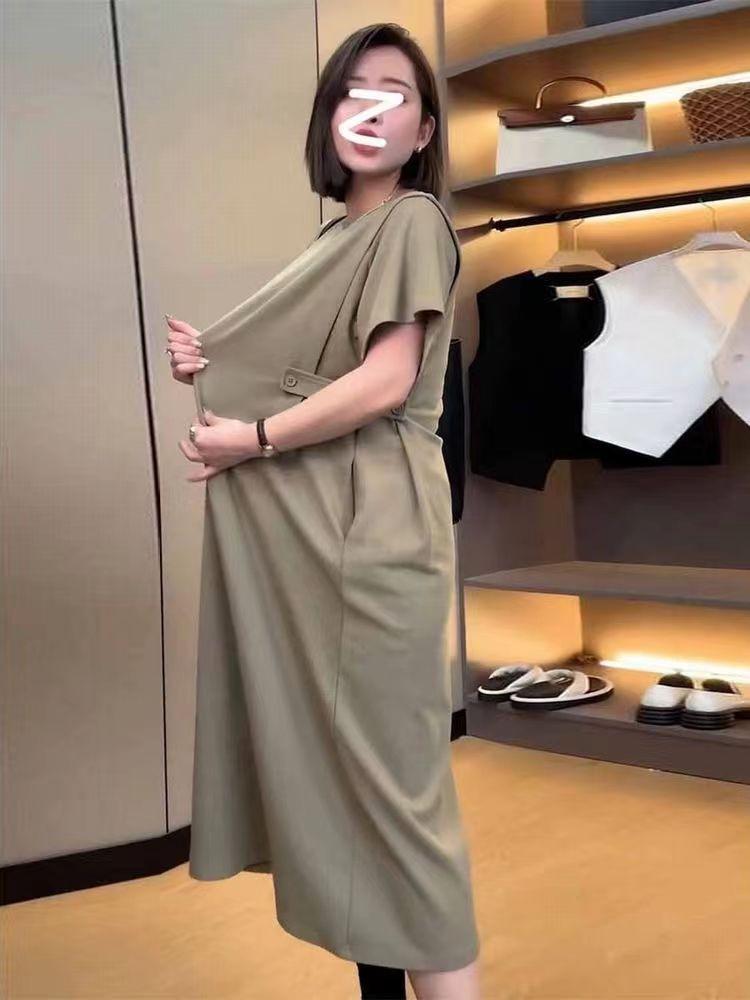 Women's Plus Size Korean Style Summer Casual Dress - Loose, Slimming, Short Sleeve