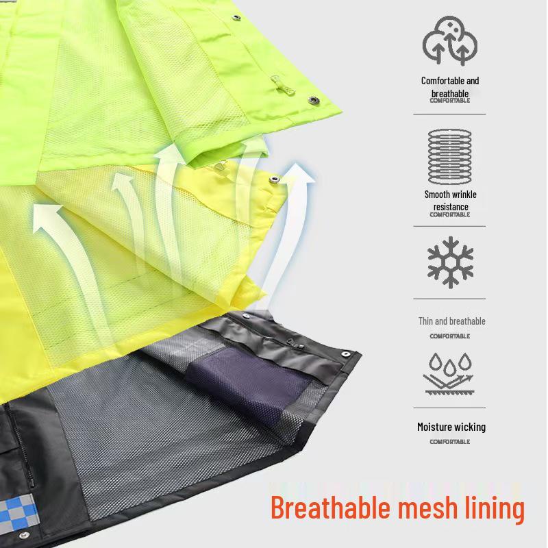 Reflekterande Trafikvakt Regnjacka & Byxor Set - 300D Oxfordtyg, Vattenavvisande, Slitstarkt, Anti-Kraftigt Regn, Utomhus-/Sanitetsanvändning.