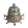Vintage Brass Xianglong Desktop Ornament Relief Dragon Pattern Double Ears Four Legs Sandalwood Incense Burner Ol