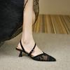 Elegant Vintage Floral Mesh Peep Toe Sandals Women Summer Hollow Out High Heels