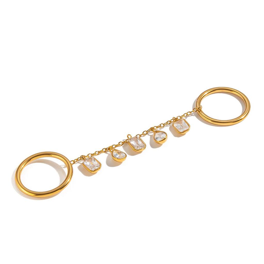 Xia Ling European & American CZ Ring, Unique Design, Titanium Steel, 18K Gold Plated, Non-Fading.