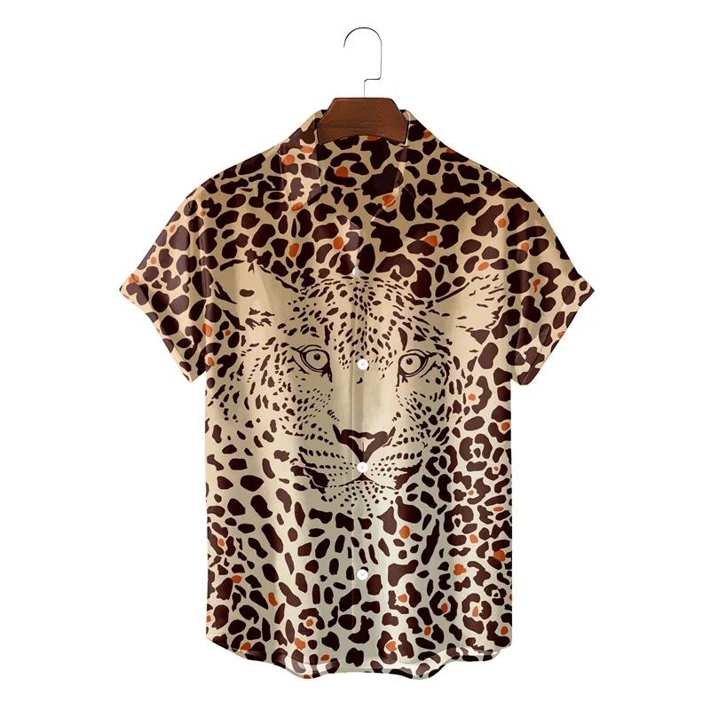 

Fashion Shirts For Men Streetwear Leopard Print Shirt Summer Harajuku Womens Clothes Blouse Camisa Masculino S