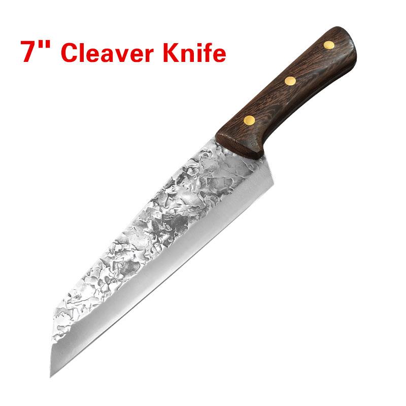 Carbon Steel Kitchen Knives Wooden Handle Cleaver Slicing Knife Hand Forged Blade Butcher Boning Knife Wood Handle Chef Knife