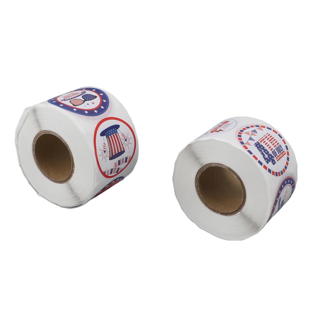 2 Rolls Sticker Patriotic Theme Self Adhesive Sticker Round Cartoon Stickers for Gift Wrapping Envel