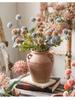 Handgefertigte rote Terrakotta-Vase im Wabi-Sabi-Stil mit doppelten Henkeln - Retro-Grobkeramik für Trockenblumen