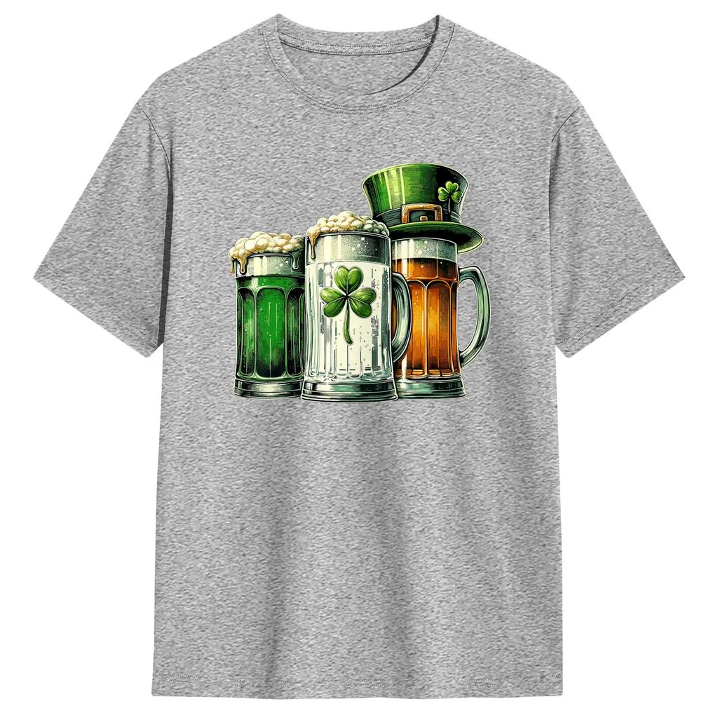 Irish Beer Ireland Flag St Patricks Day T Shirt For Unisex Cotton Tshirts Crew Neck Tee Shirt Short Sleeve Clothes Summer