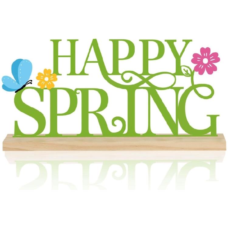 

Metal Happy Spring Sign,Spring Table Decorations Centerpieces for Home Office Table Kitchen Shelf Tiered Tray Decors 1