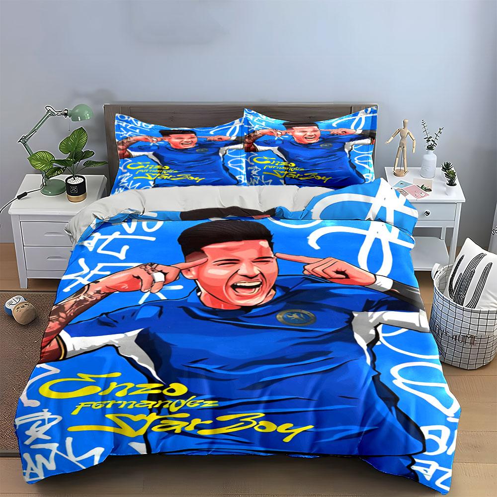Blue Jersey, White Graffiti. Bedding Sets Duvet Cover Sets Duvet Covers Pillowcases(1 * Duvet Cover 2 * Pillowcases Without Duvet Insert)