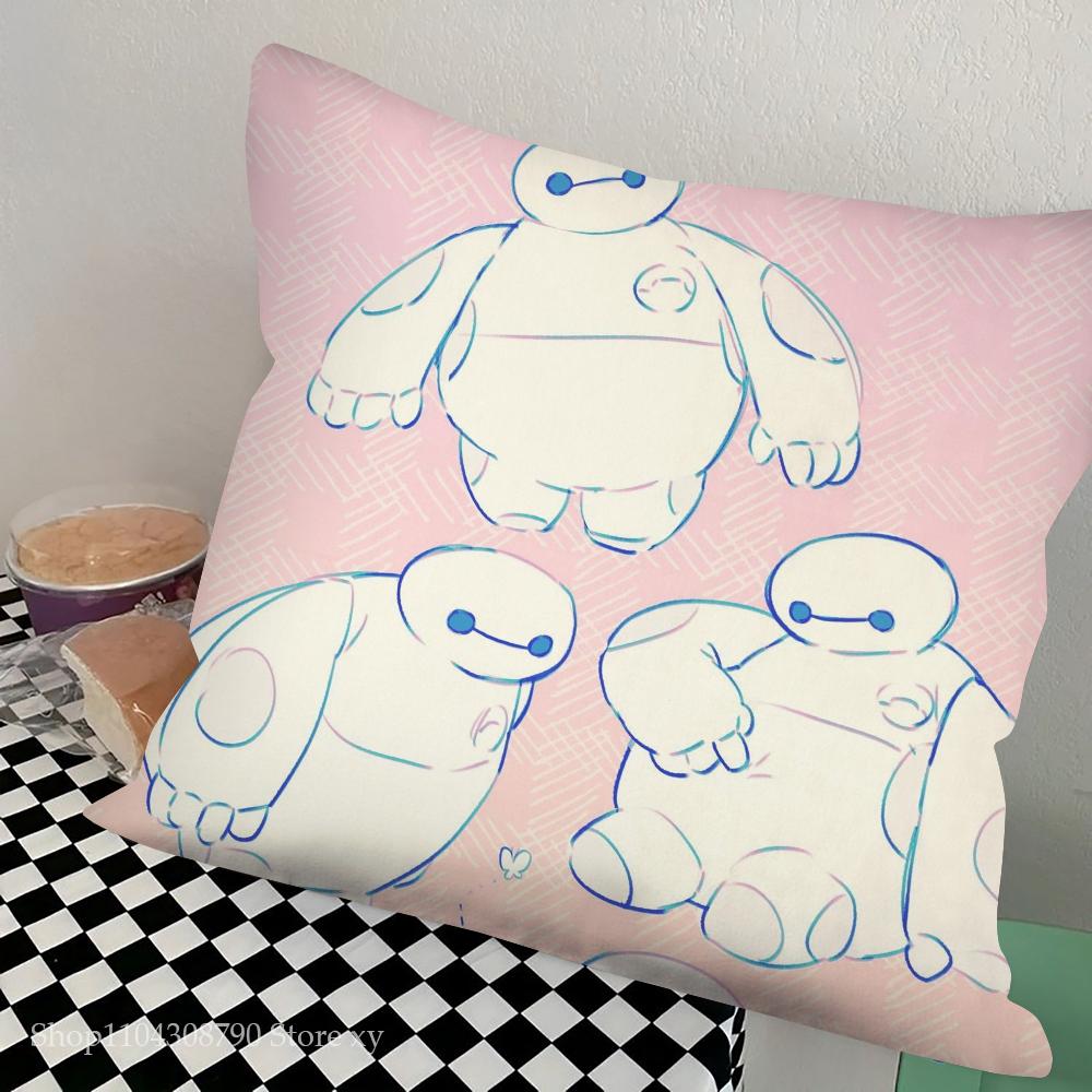 B-Baymax Animated Character Pillow Case Square Pillow Bedroom Sofa Leisure Comfort Cushion Car Living Room Home Decoration