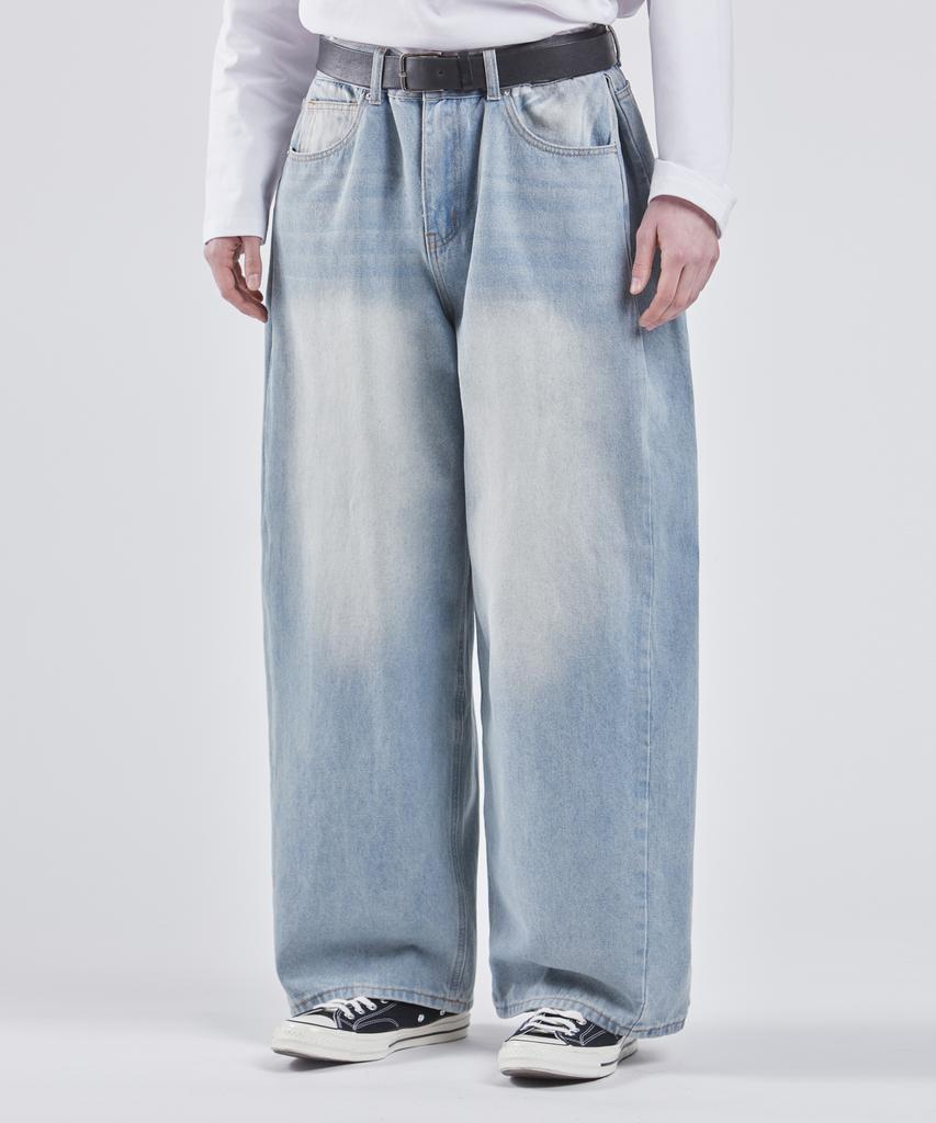 VTWO Vintage Washed Wide Denim Pants (Light Blue)