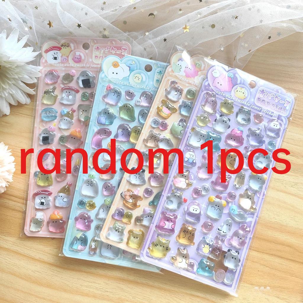 1/4Pcs Cute Transparent Pop Seal Stickers - Adorable Decor for Journals, Phones & DIY Crafts Gifts Anime Worlds Store AA