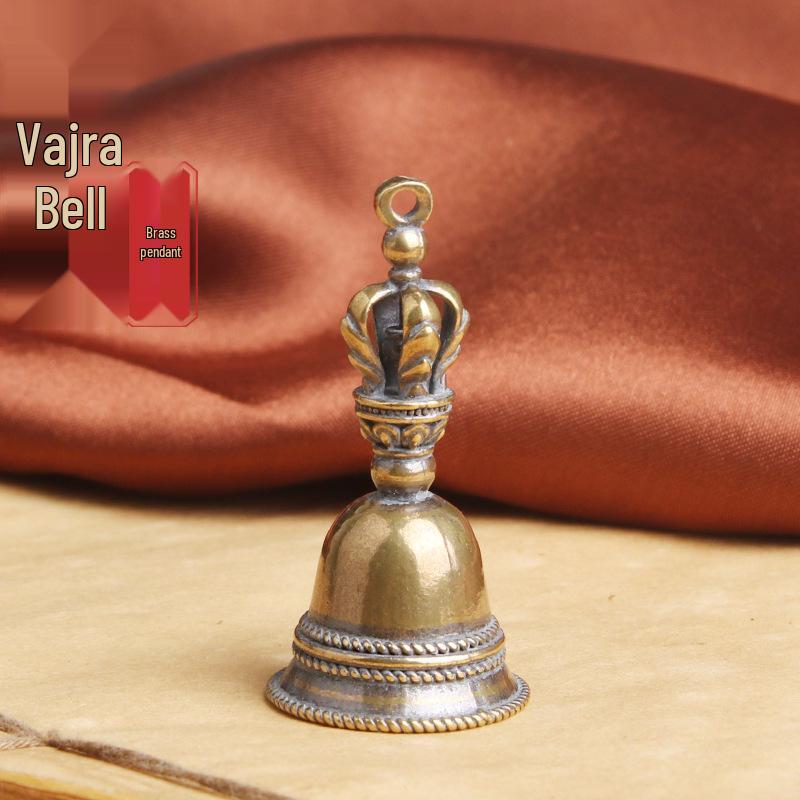 Tibetan Vajra Bell Keychain: Retro Brass Religious Instrument Pendant Handbell