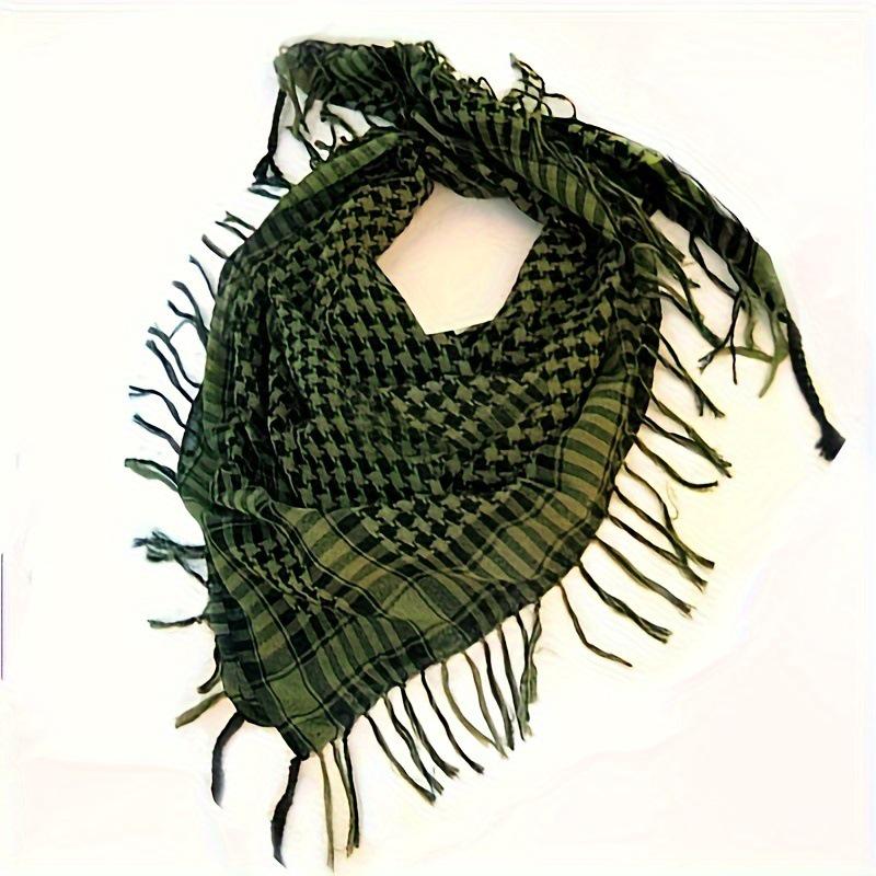 Arab Houndstooth Tassel Scarf: Warm, Sandproof Tactical Shawl for Autumn/Winter