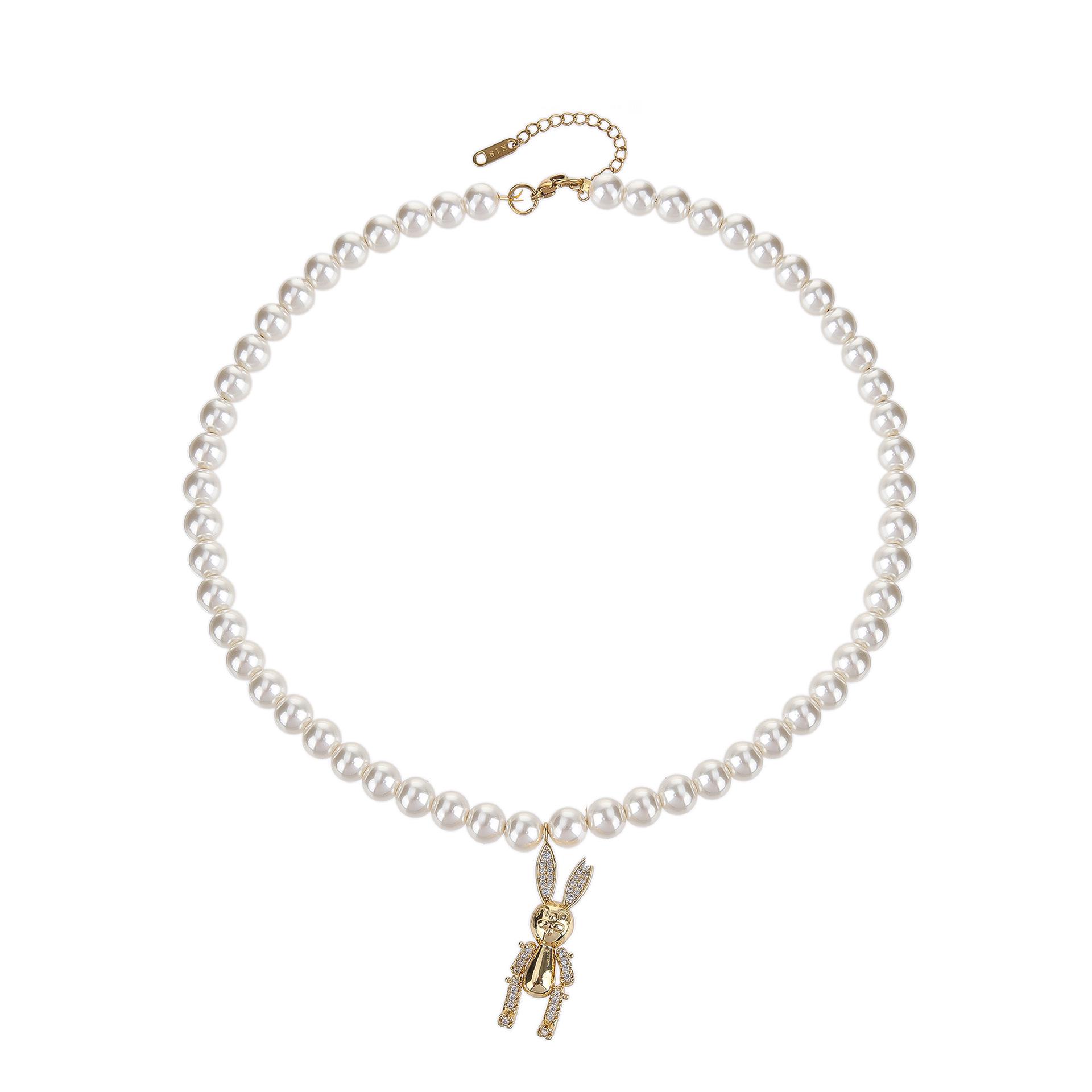 

Шикарное ожерелье из титановой стали с кроликом: Трендовый европейско-американский стиль с дизайном из бриллиантов для пар и студентов