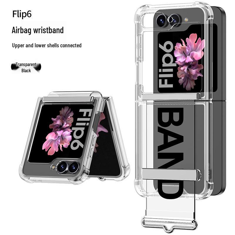 

Samsung Z Flip 6 Airbag Wrist Strap Solid Color Phone Case - Simple Protective Cover for Couples Flip6 прозрачный черный