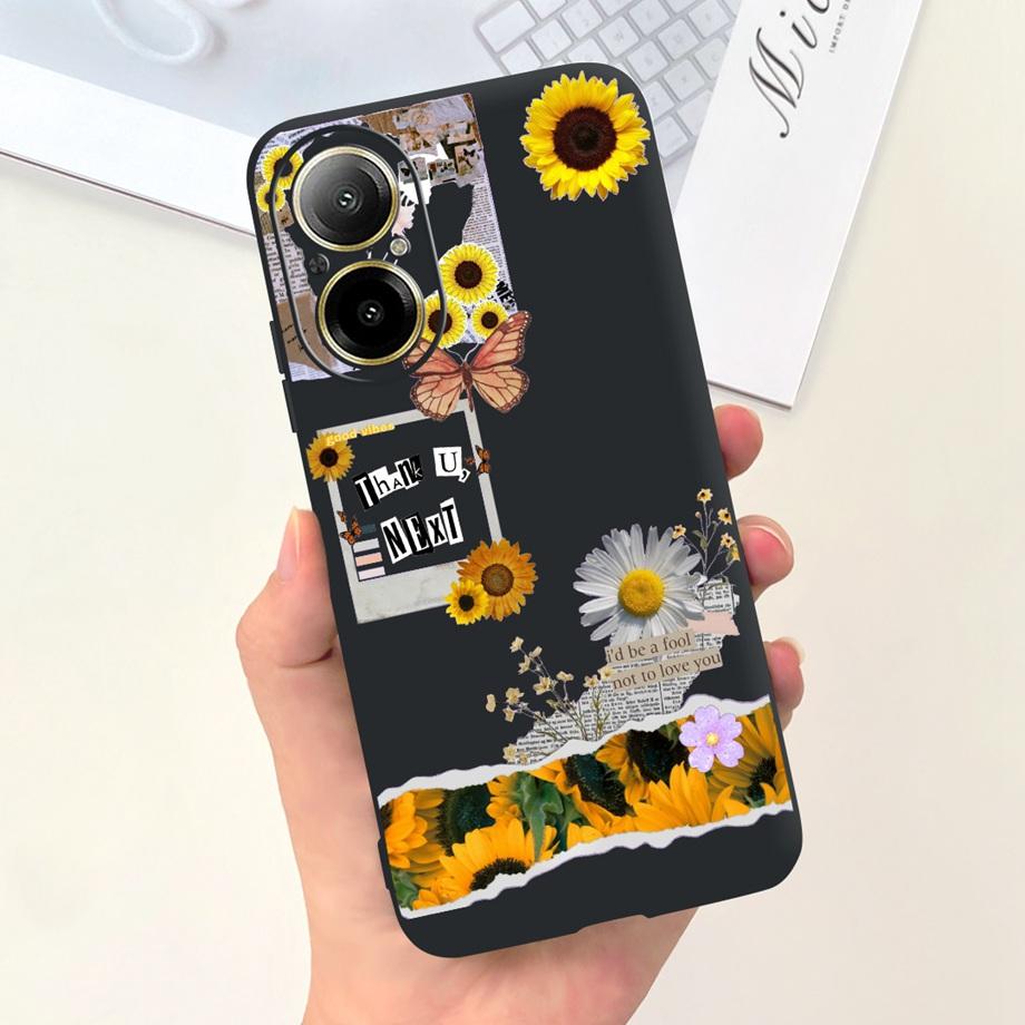Hülle Für Oppo Realme C67 4G RMX389 Handyhüllen Schwarze Katze Mondnacht Weiches Silikon Stoßfeste Rückabdeckung Für RealmeC67 4G Funda