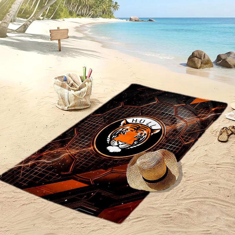Hull City Football Print Beach Towel, Large Soft Quick Dry Towel for Beach Camping Swimming