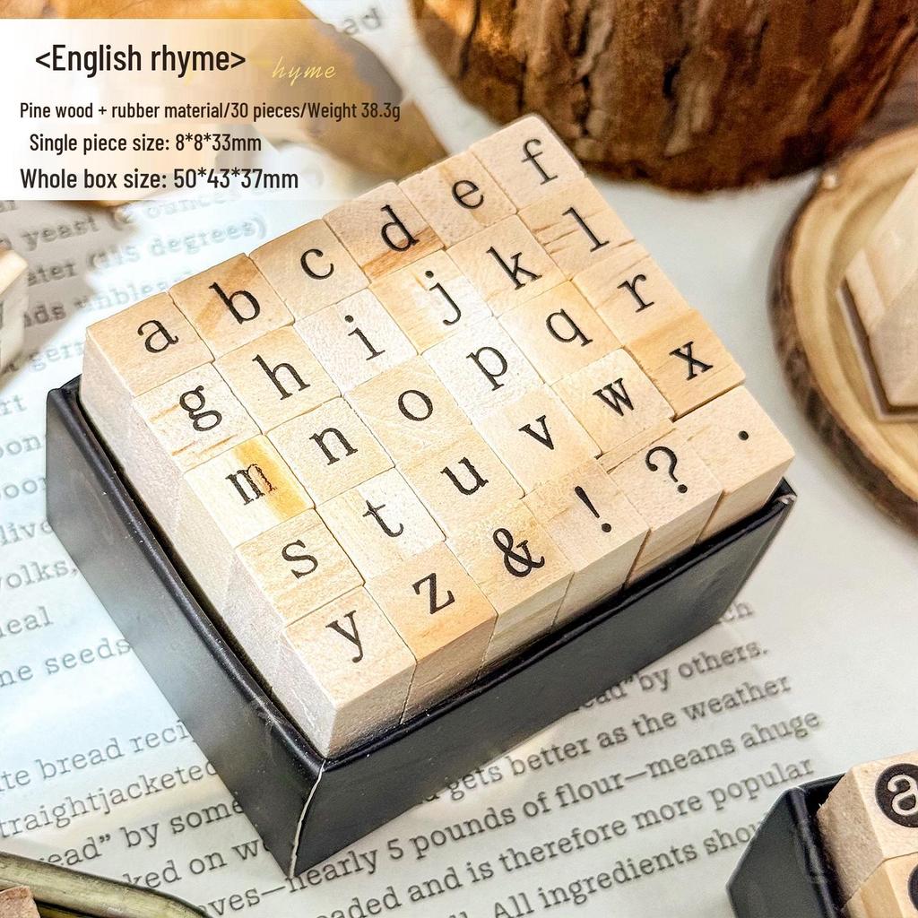 Yuezhen Wooden English Uppercase/Lowercase Stamps for DIY Journals