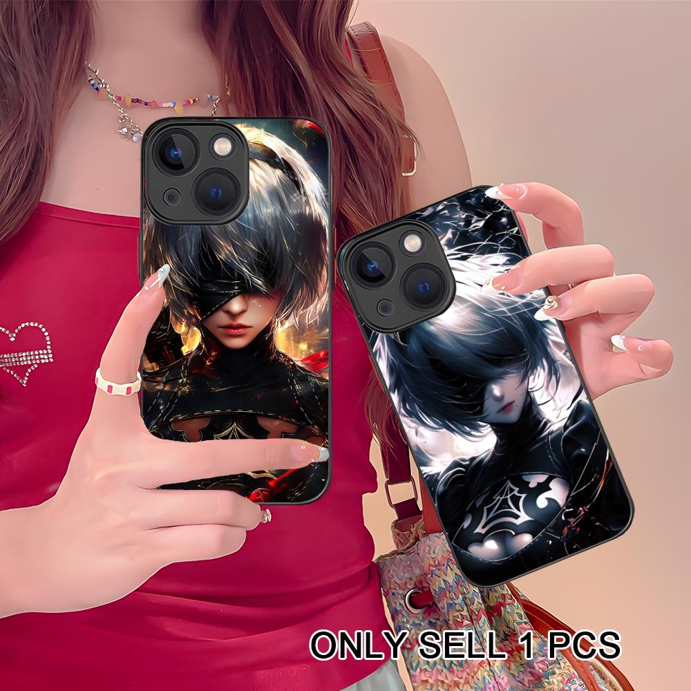 Anime Nier 2B Silicone Mobile Phone Case for iPhone 17 16 15 14 13 12 11 X XR XS Air Pro Max Plus Mini Colorful Cover