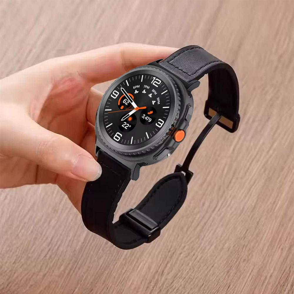 Leather+Silicone Strap for Samsung Galaxy Watch8 44mm 40mm Classic 46mm Magnetic Buckle Wristband for Galaxy Watch Ultra 2025 47mmBelt