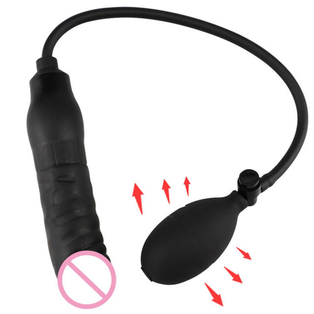 Velký anální kolík anální extender Vagina dilatační erotické hračky pro dospělé 18 měkký silikonový nafukovací anální kolík černé dildo pro ženy