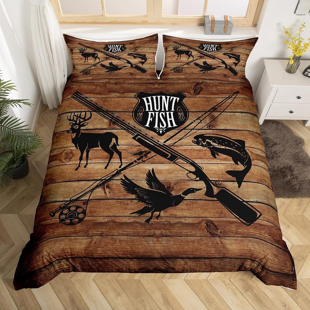 Wooden Board Duvet Cover Sets For Teens Adults Lightweight Quilt Cover With 2 Pillowcases Farmhouse Style Bedding Sets No Quilt