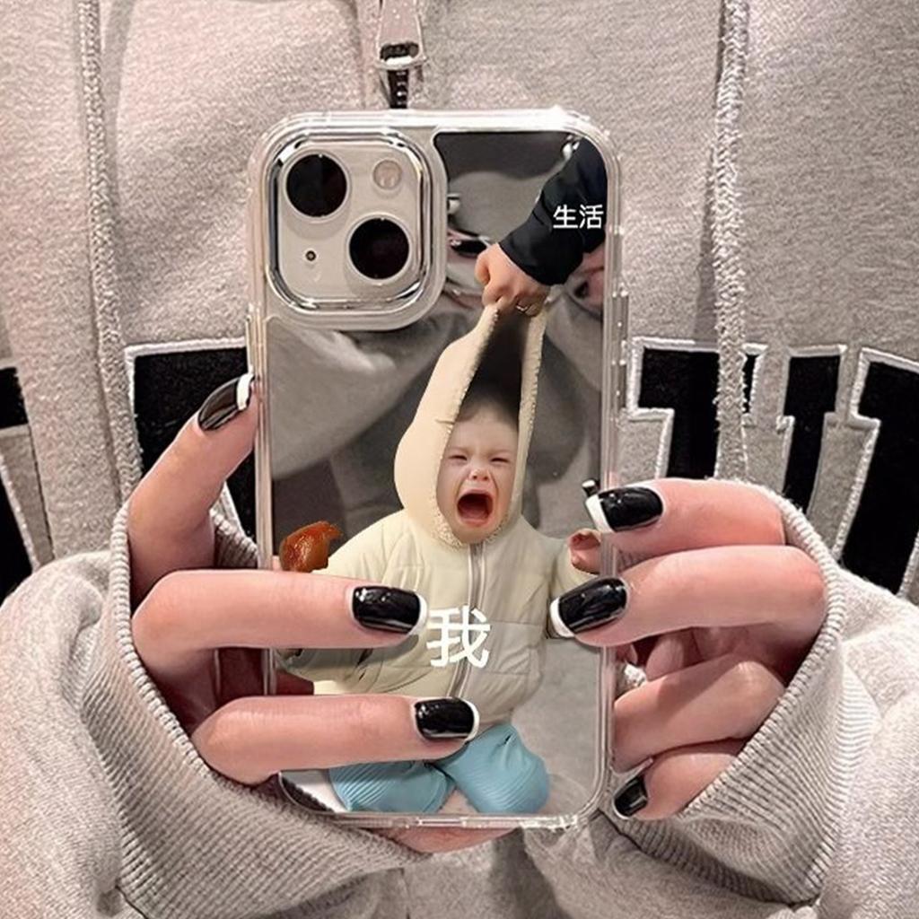 For Creative Cartoon Personalized Mirror for Apple Phone Case Mirror for Apple 15 Phone Case Transparent Case