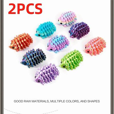 2 Stück 3D-gedruckte 3D-gedruckte Igel-Figur Tannenzapfen Bunte Gelenkige Niedliche Figur Schreibtischdekoration
