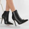 High-heeled Boots Pointed New Thin-heeled High-heeled Shoes Simple and Thin Black Fashion Boots Leather Boots Short Boots Women
