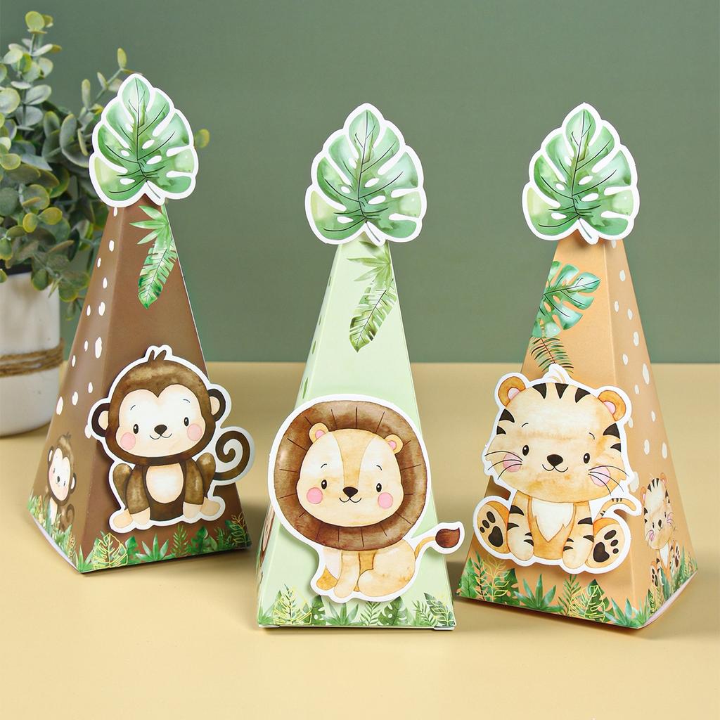 Jungle Animals Box Candy Box Happy Birthday Party Decoration Kids Safari Animal Wild One 1st Birthday Decor Kids Baby Shower