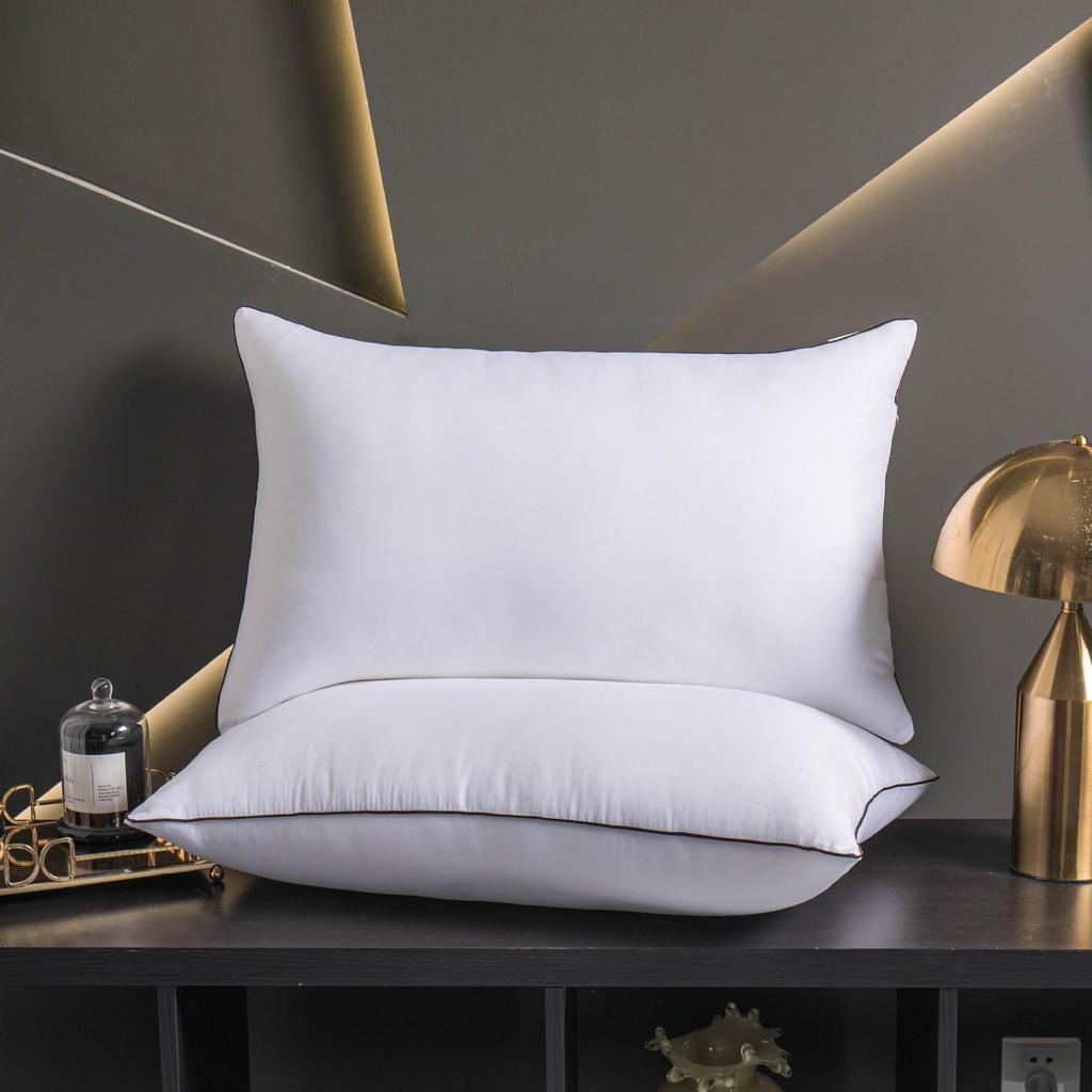 Hilton Hotel 48x74cm Pillow Pair with Pillowcases - High & Low Pillow Core, Non-Collapsing