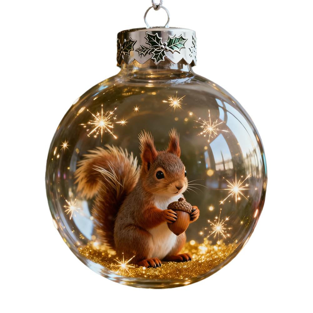 3D Crystal Ball, Wildlife Wonders Ornament Collection Set,2D Forest Animal Christmas Tree Pendant Festive Atmosphere Decoration