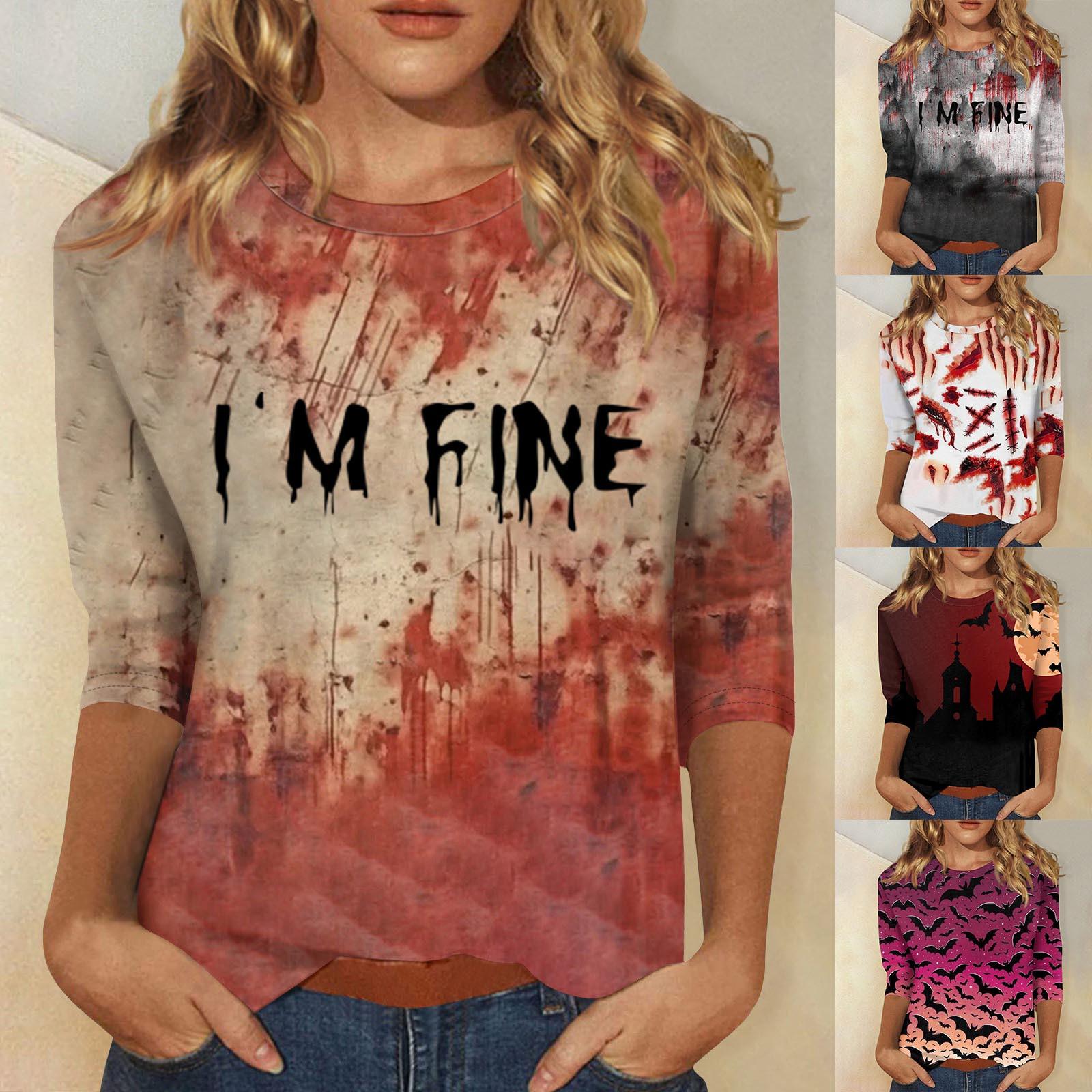 

Рубашка I m Fine Bloody Женский топ с брызгами крови I m Fine Bloody Top на Хэллоуин