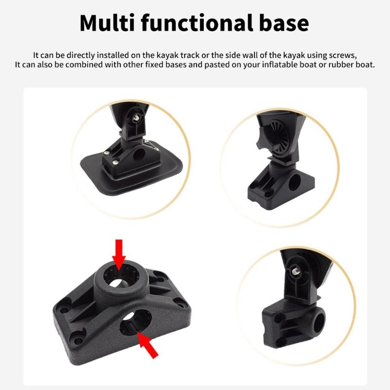 360 Degree Rotating Mounting Base Kayak Fishing Poles Holder Mount Bracket Universals Kayak Fishing Accessories