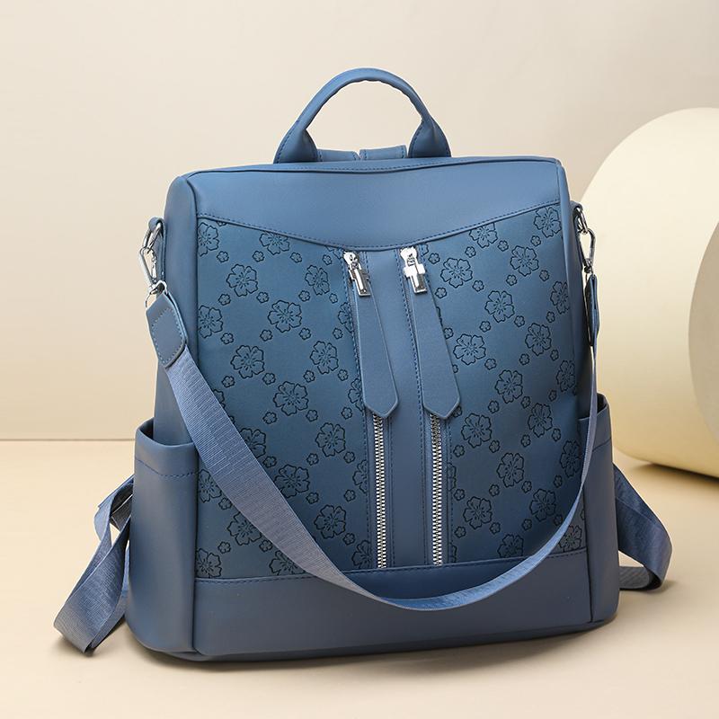 Women's Commuter Soft Leather Backpack Printed Backpack