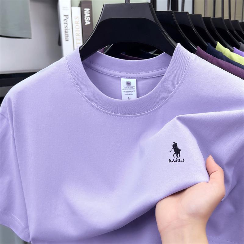 Men's Lightweight 100% Cotton Casual Round Neck T-shirt - Breathable and Fashionable for Summer