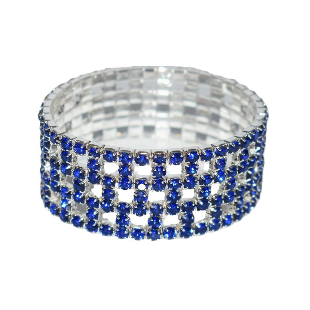 Europe and America Cross Border Fashion Multi-Layer Elastic Hollow Rubber Band Full Rhinestone Bracelet Exaggerated Wide Bangle
