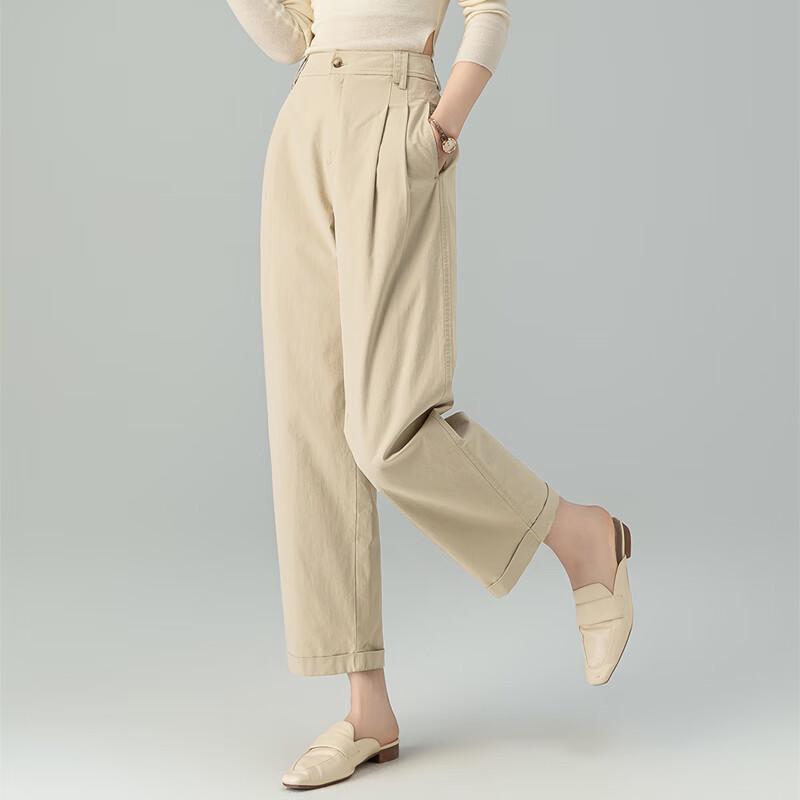 Fanzhen Women's Summer Tencel Blend Cropped Wide-Leg Pants