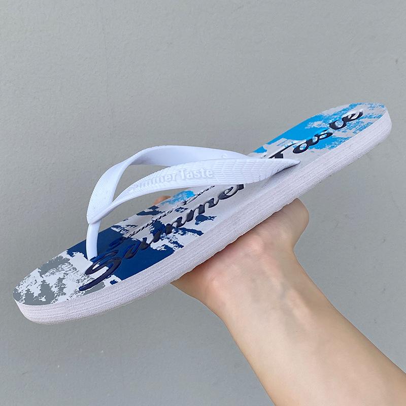 New graffiti flip-flops men's summer fashion outer wear men's foot pins non-slip slippers trendy beach sandals