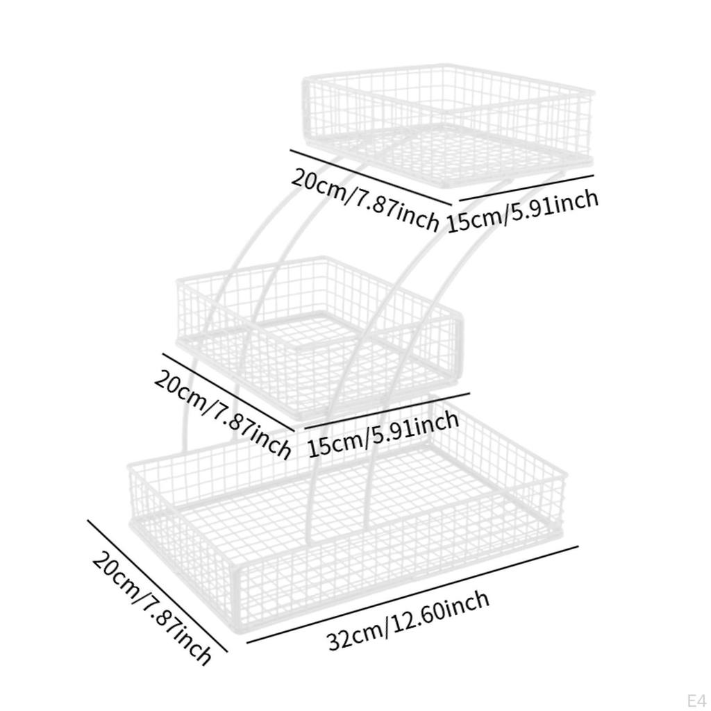 3 Level Fruit Storage Basket, Iron Wire Holder for Kitchen Counter Produce