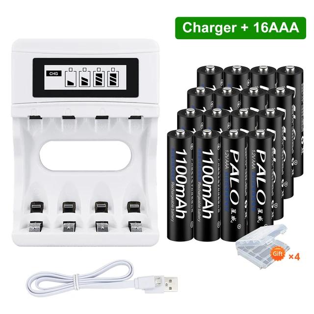 PALO AA 1.2v Rechargeable Batteries + AAA rechargeable battery for toys + 1.2V Battery charger for 1.2V Ni-MH AA AAA battery