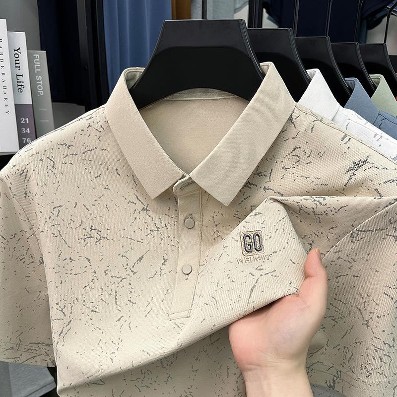 Summer Printed Men's Polo Lapel Collar Daily Wear Commute Casual Breathable Short Sleeve T-Shirt Versatile