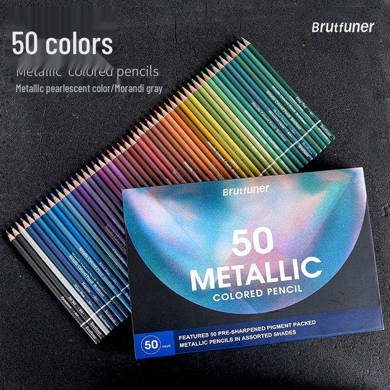 Nuovo Set di 50 Matite Colorate Book Fan 50 Metalliche e Grigio Morandi